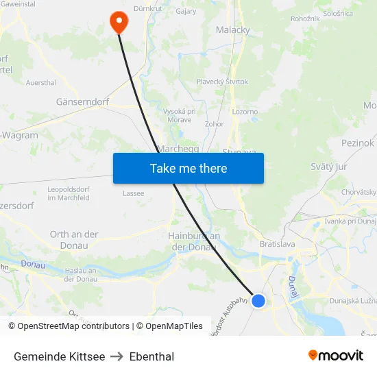 Gemeinde Kittsee to Ebenthal map