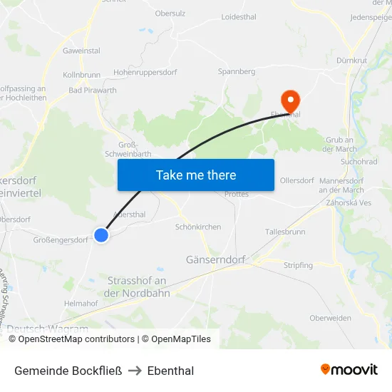 Gemeinde Bockfließ to Ebenthal map
