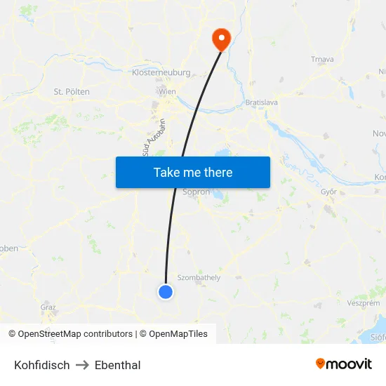 Kohfidisch to Ebenthal map