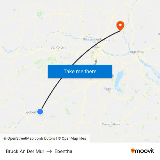 Bruck An Der Mur to Ebenthal map