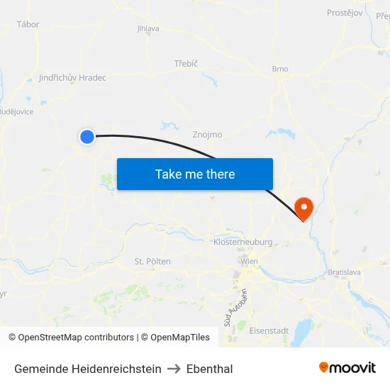 Gemeinde Heidenreichstein to Ebenthal map