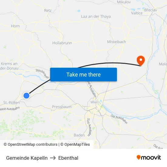 Gemeinde Kapelln to Ebenthal map