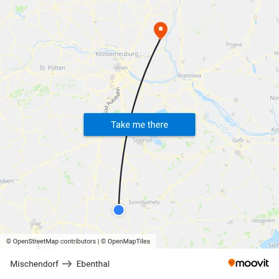 Mischendorf to Ebenthal map