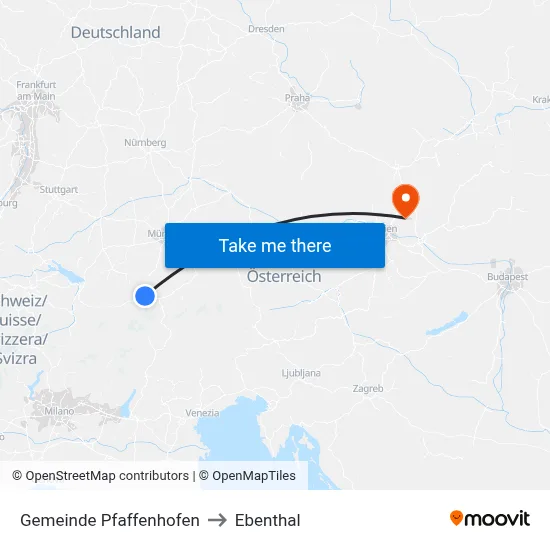 Gemeinde Pfaffenhofen to Ebenthal map