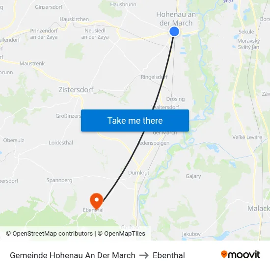 Gemeinde Hohenau An Der March to Ebenthal map