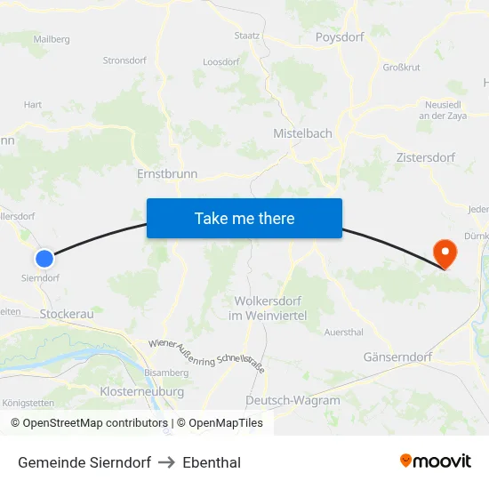 Gemeinde Sierndorf to Ebenthal map