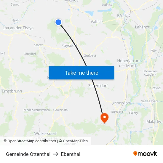 Gemeinde Ottenthal to Ebenthal map