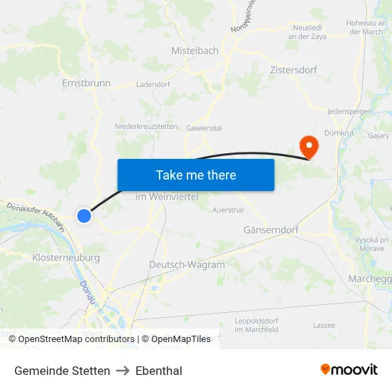Gemeinde Stetten to Ebenthal map