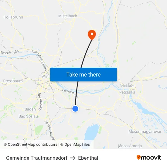 Gemeinde Trautmannsdorf to Ebenthal map