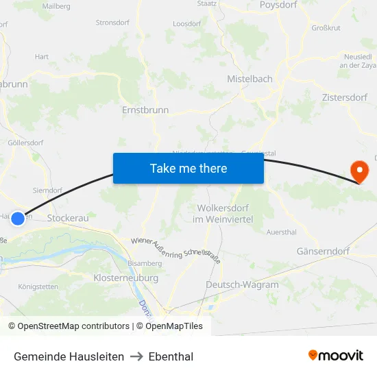 Gemeinde Hausleiten to Ebenthal map