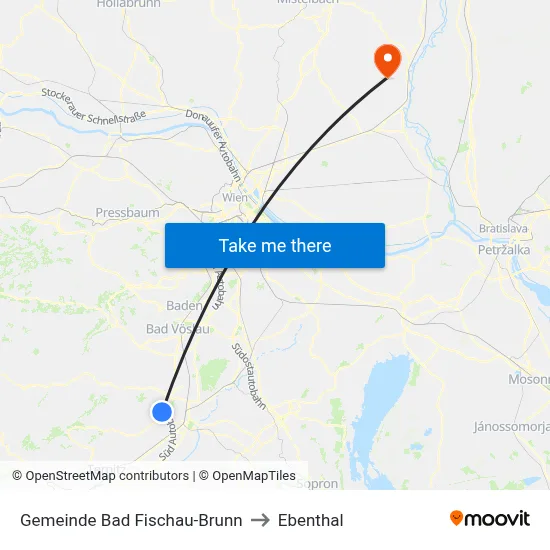 Gemeinde Bad Fischau-Brunn to Ebenthal map