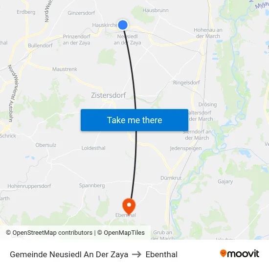 Gemeinde Neusiedl An Der Zaya to Ebenthal map