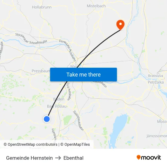 Gemeinde Hernstein to Ebenthal map