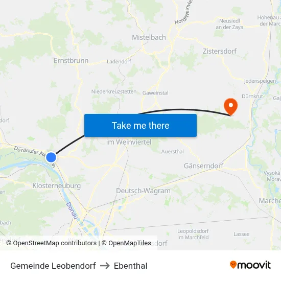 Gemeinde Leobendorf to Ebenthal map