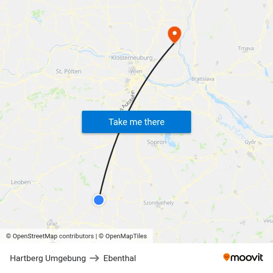 Hartberg Umgebung to Ebenthal map