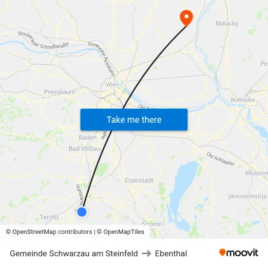 Gemeinde Schwarzau am Steinfeld to Ebenthal map