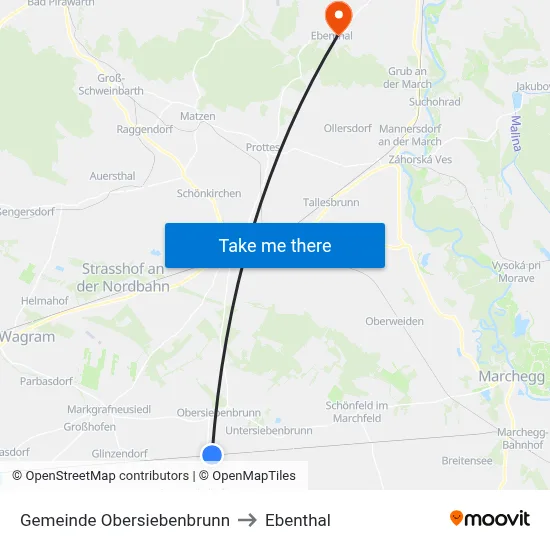 Gemeinde Obersiebenbrunn to Ebenthal map
