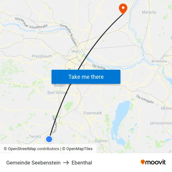 Gemeinde Seebenstein to Ebenthal map