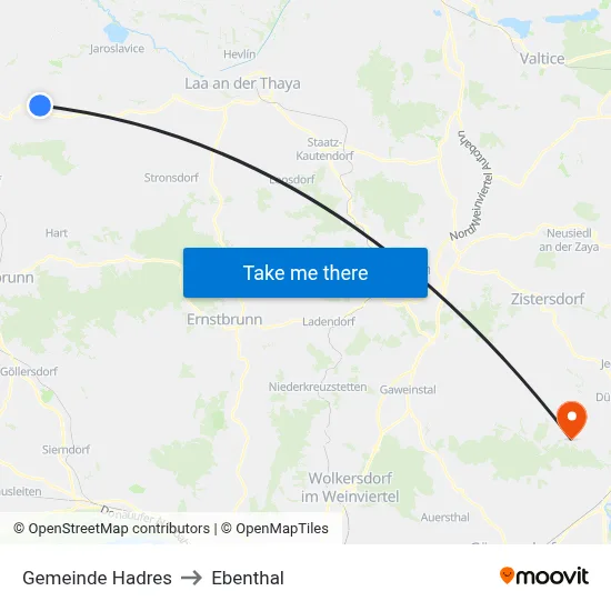 Gemeinde Hadres to Ebenthal map
