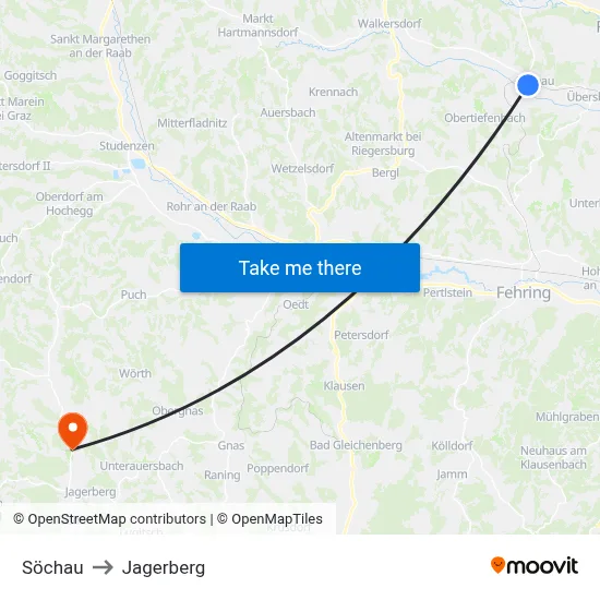 Söchau to Jagerberg map