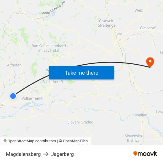 Magdalensberg to Jagerberg map