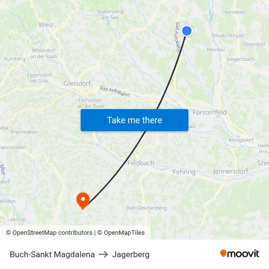 Buch-Sankt Magdalena to Jagerberg map