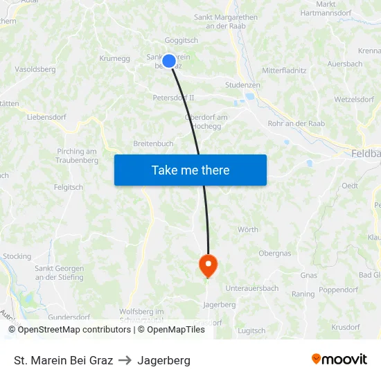 St. Marein Bei Graz to Jagerberg map