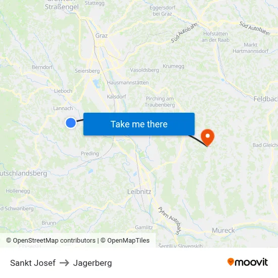 Sankt Josef to Jagerberg map