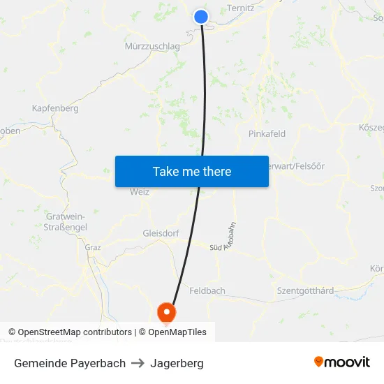 Gemeinde Payerbach to Jagerberg map