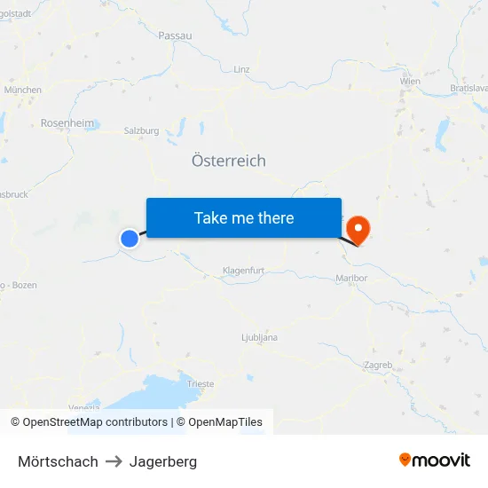 Mörtschach to Jagerberg map