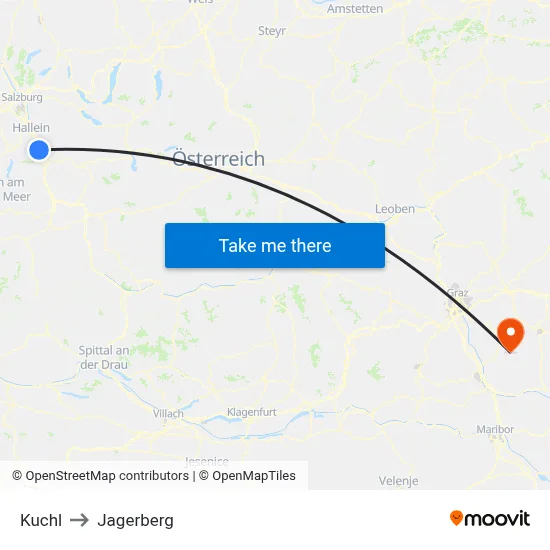Kuchl to Jagerberg map