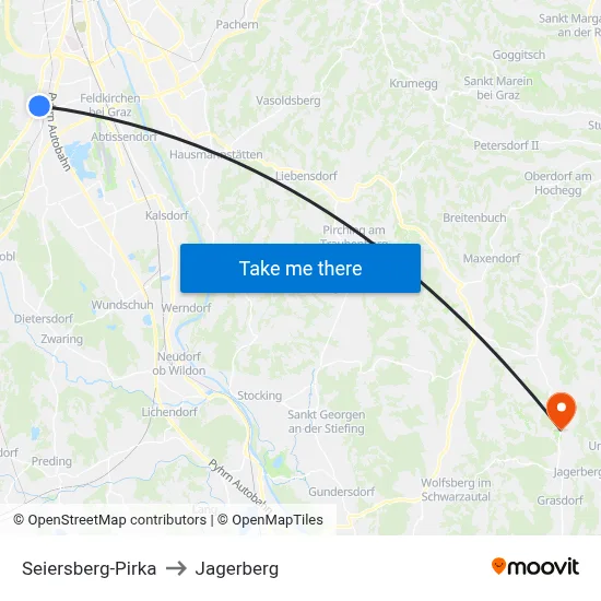 Seiersberg-Pirka to Jagerberg map