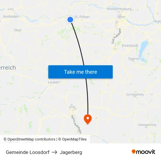 Gemeinde Loosdorf to Jagerberg map
