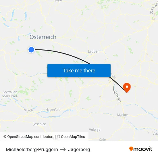 Michaelerberg-Pruggern to Jagerberg map