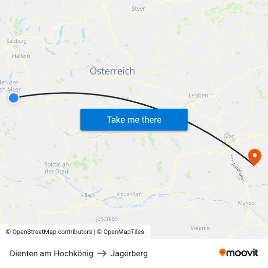 Dienten am Hochkönig to Jagerberg map