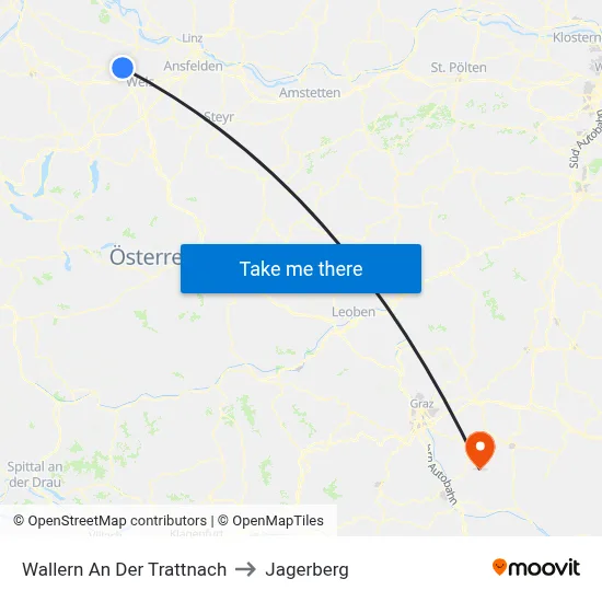 Wallern An Der Trattnach to Jagerberg map