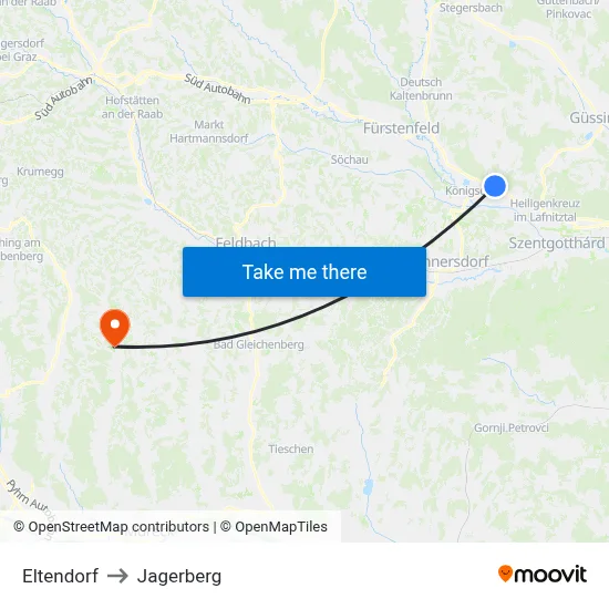 Eltendorf to Jagerberg map