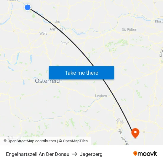 Engelhartszell An Der Donau to Jagerberg map