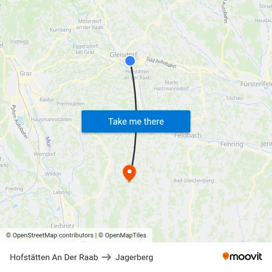 Hofstätten An Der Raab to Jagerberg map