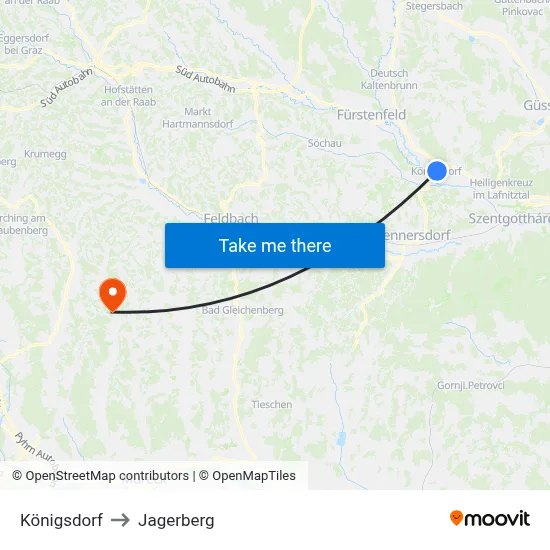 Königsdorf to Jagerberg map
