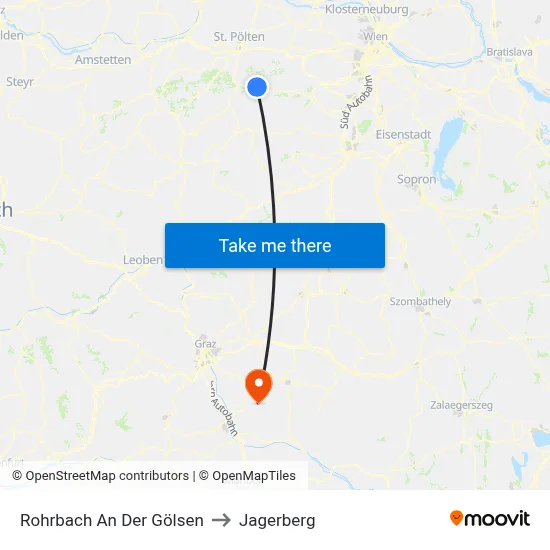 Rohrbach An Der Gölsen to Jagerberg map