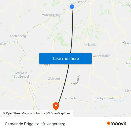 Gemeinde Prigglitz to Jagerberg map