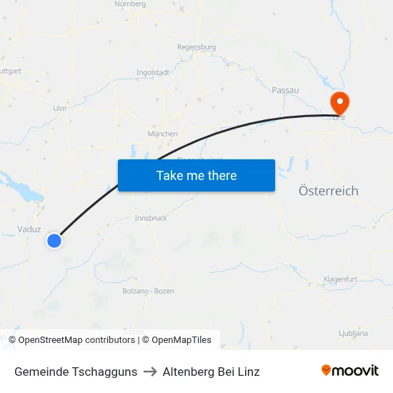 Gemeinde Tschagguns to Altenberg Bei Linz map