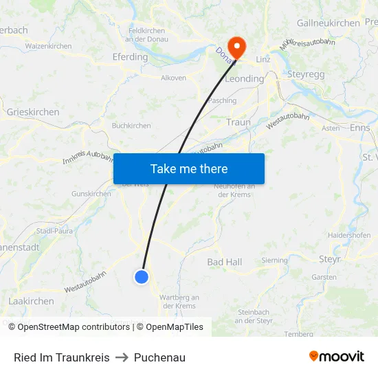 Ried Im Traunkreis to Puchenau map