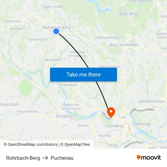 Rohrbach-Berg to Puchenau map