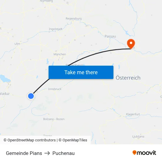 Gemeinde Pians to Puchenau map