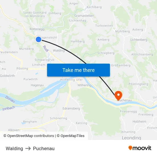 Walding to Puchenau map