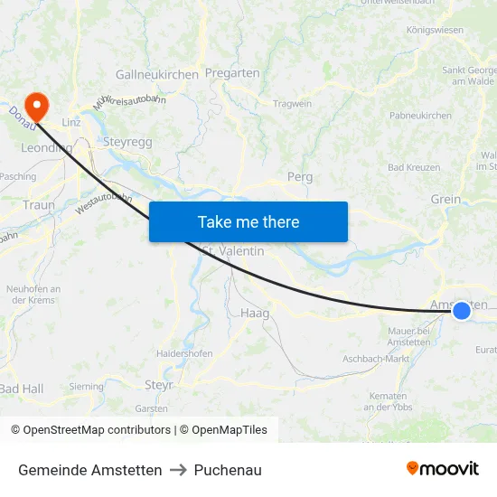 Gemeinde Amstetten to Puchenau map