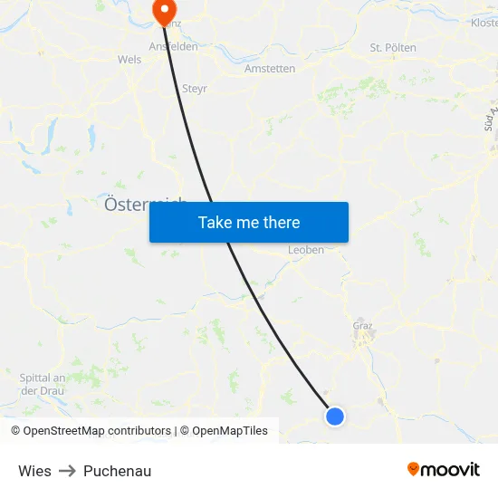 Wies to Puchenau map