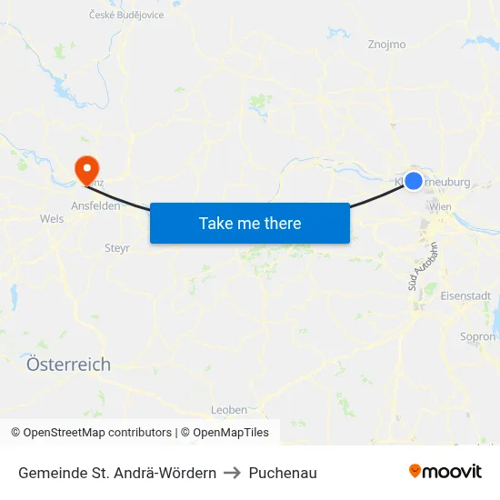 Gemeinde St. Andrä-Wördern to Puchenau map